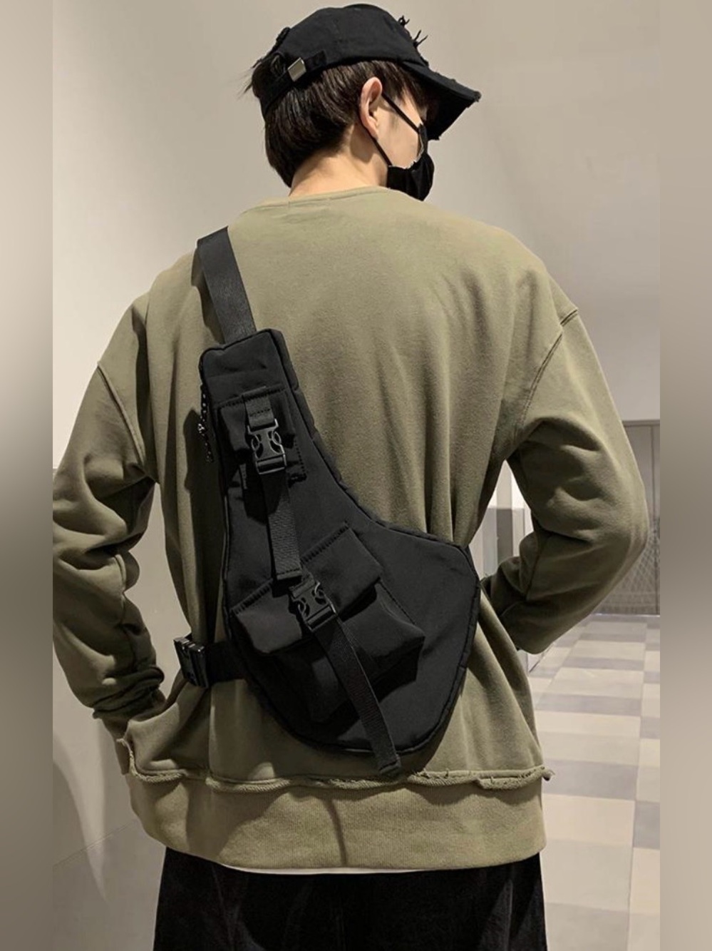 Hardcore Black Sling Shoulder Bag Crossbody for Men